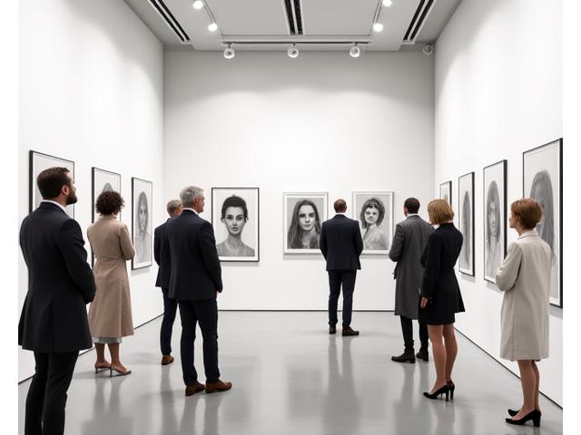 Contemporary portrait painting in an art gallery, art news