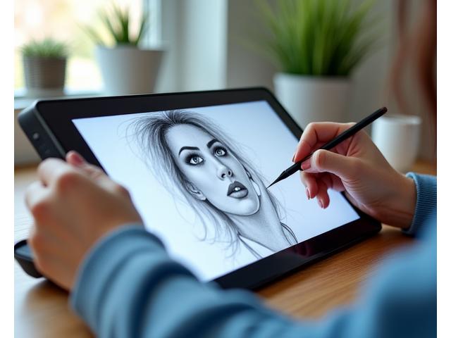 Student using a digital tablet for online art learning, art education trends