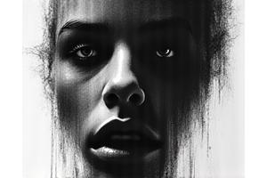 Dramatic charcoal portrait with high contrast