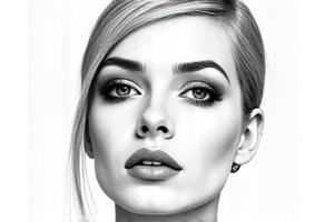 Pencil drawing demonstrating effective compositional rules on a face