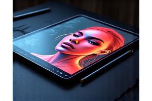 Stylized digital portrait with a pencil stroke overlay