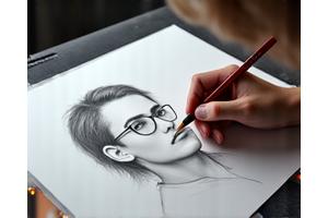 Instructor providing personalized feedback on a student's digital drawing