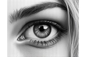 Detailed pencil drawing of an eye with impressive shading