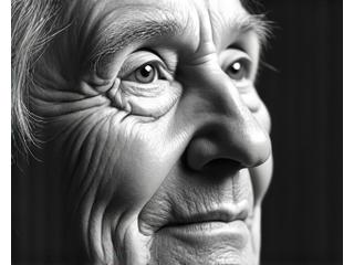 A dramatic, highly realistic pencil portrait capturing a subtle human expression, with intricate details of light and shadow.