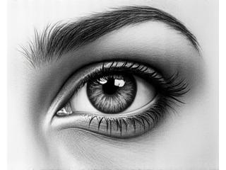 Close-up of a human eye being rendered with intricate pencil shading to show realistic texture and depth.